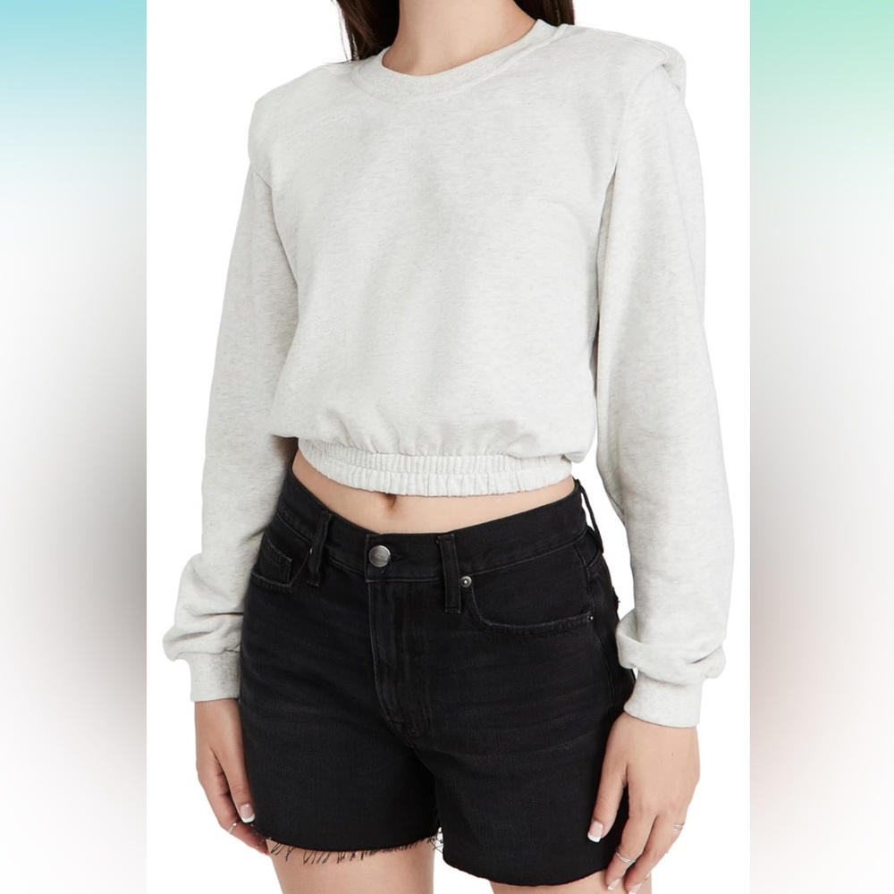 NWT [BLANKNYC] womens Cropped Basic Sweatshirt With Elastic Waistband